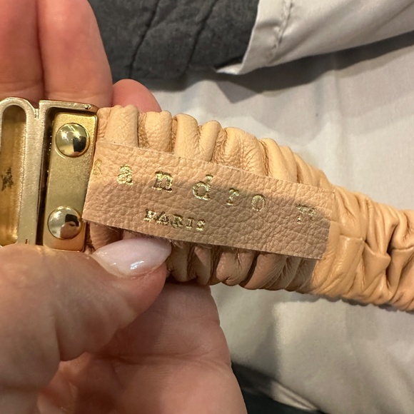 Sandro Ruched Leather Belt with gold buckle - FREE SHIPPING main image 5